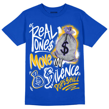 Royal Blue Sneakers DopeSkill Royal Blue T-shirt Real Ones Move In Silence Graphic Streetwear