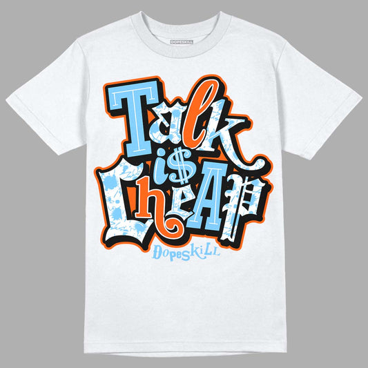 Dunk Low Futura University Blue DopeSkill T-Shirt Talk Is Chip Graphic Streetwear - White