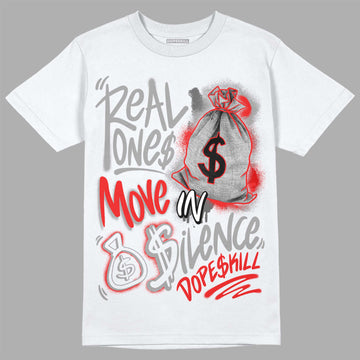 Grey Sneakers DopeSkill T-Shirt Real Ones Move In Silence Graphic Streetwear - White