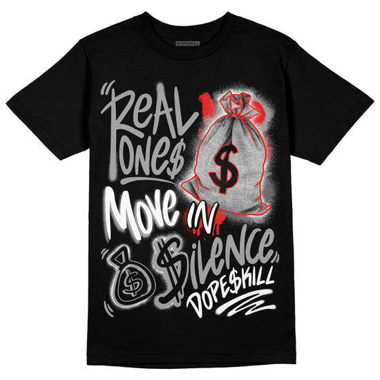 Grey Sneakers DopeSkill T-Shirt Real Ones Move In Silence Graphic Streetwear - Black