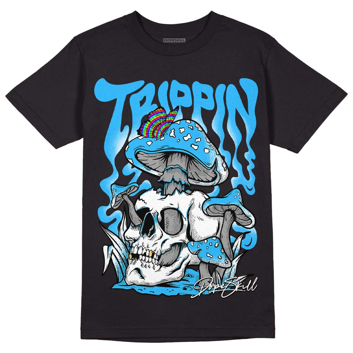 Jordan 1 High Retro OG “University Blue” DopeSkill T-Shirt Trippin Graphic Streetwear - Black