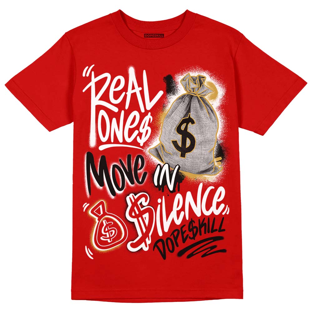 Red Sneakers DopeSkill Red T-shirt Real Ones Move In Silence Graphic Streetwear