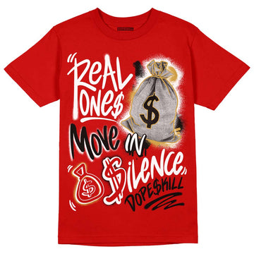 Red Sneakers DopeSkill Red T-shirt Real Ones Move In Silence Graphic Streetwear