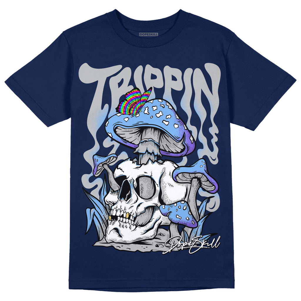 Jordan 5 Midnight Navy DopeSkill Navy T-Shirt Trippin Graphic Streetwear