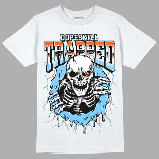 Dunk Low Futura University Blue DopeSkill T-Shirt Trapped Halloween Graphic  Streetwear - White 