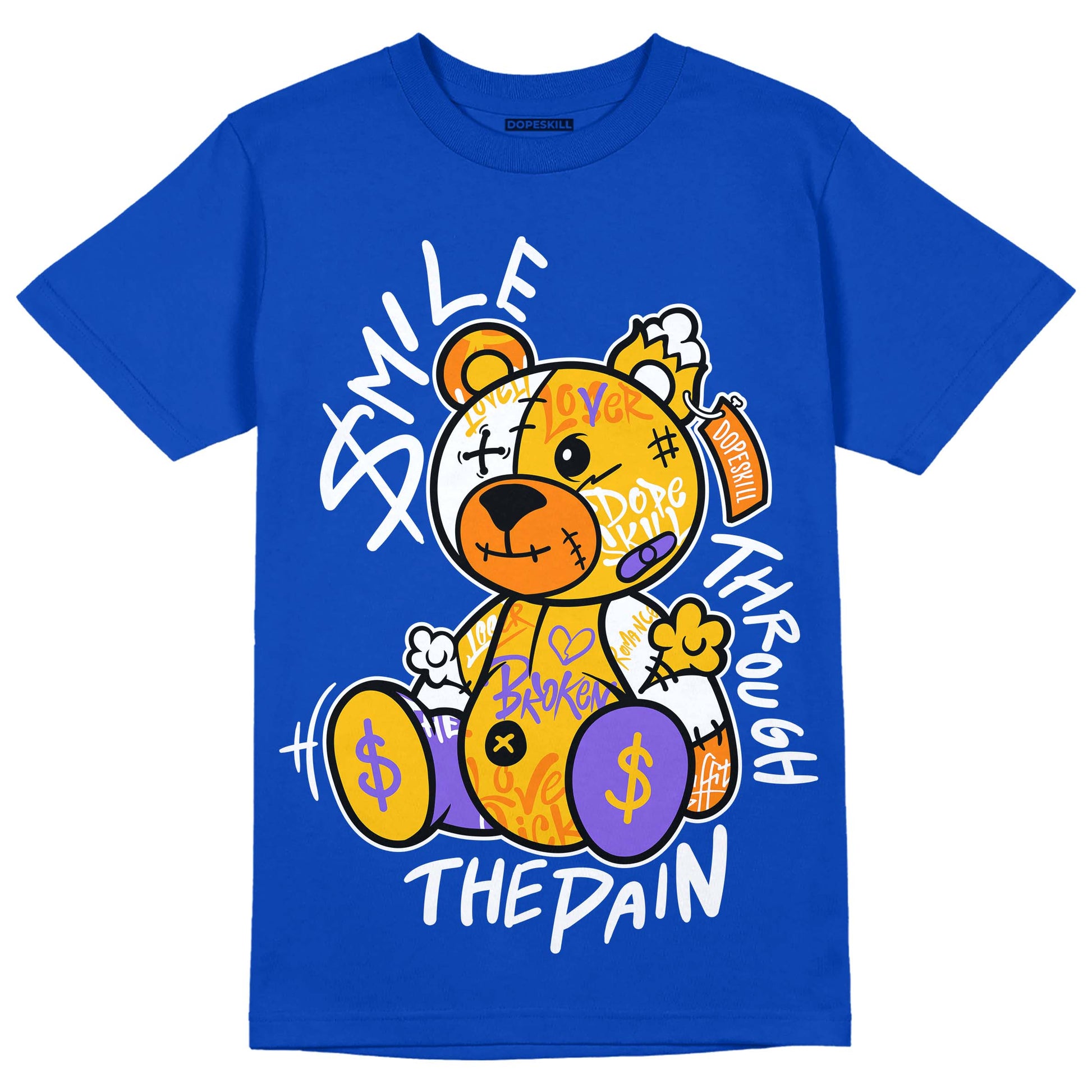 Royal Blue Sneakers DopeSkill Royal Blue T-shirt Smile Through The Pain Graphic Streetwear