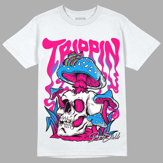 Jordan 1 Low GS “Fierce Pink” Dopeskill T-Shirt Trippin Graphic Streetwear - White