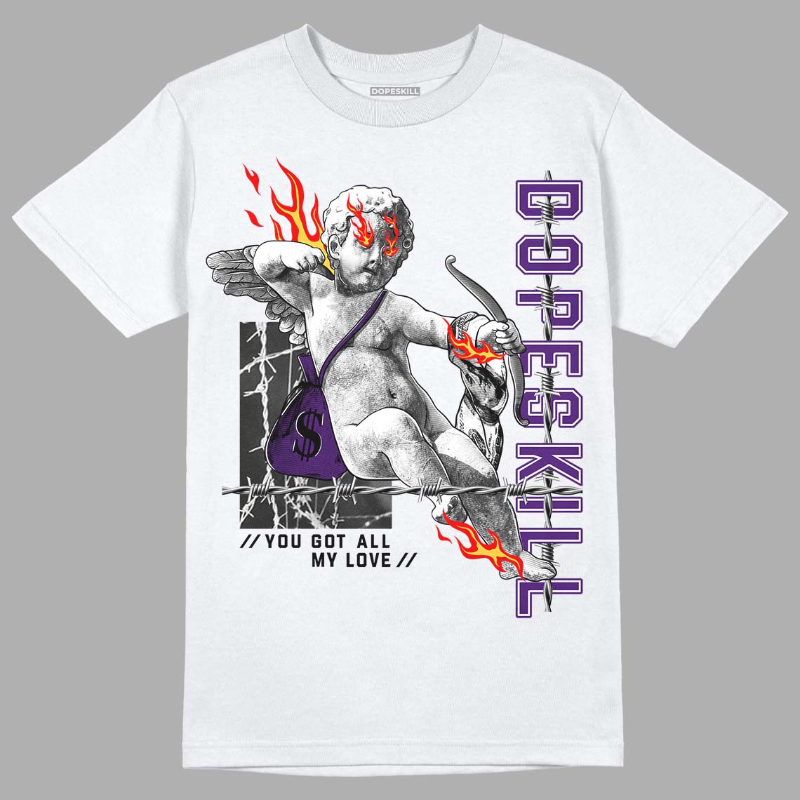 Jordan 12 “Field Purple” DopeSkill T-Shirt You Got All My Love Graphic Streetwear - White