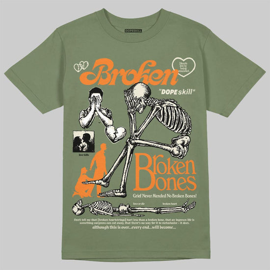 Jordan 4 Retro OG SP Undefeated (2025) DopeSkill T-Shirt Broken Bones Graphic Streetwear - Military Green