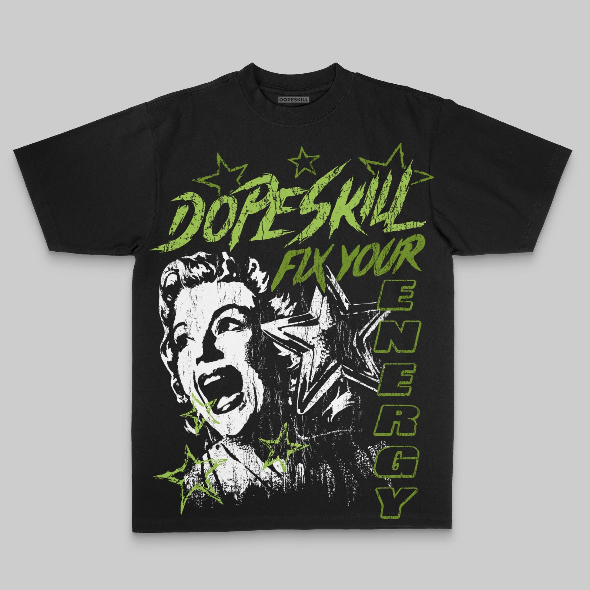 Green Oversize Print Fix Your Energy DopeSkill Graphic Premium T-shirt Streetwear - black