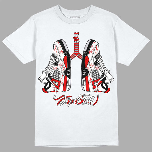 Jordan 4 Retro Red Cement DopeSkill T-Shirt Breathe Graphic Streetwear - White 