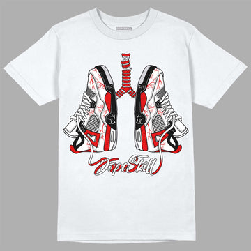 Jordan 4 Retro Red Cement DopeSkill T-Shirt Breathe Graphic Streetwear - White 