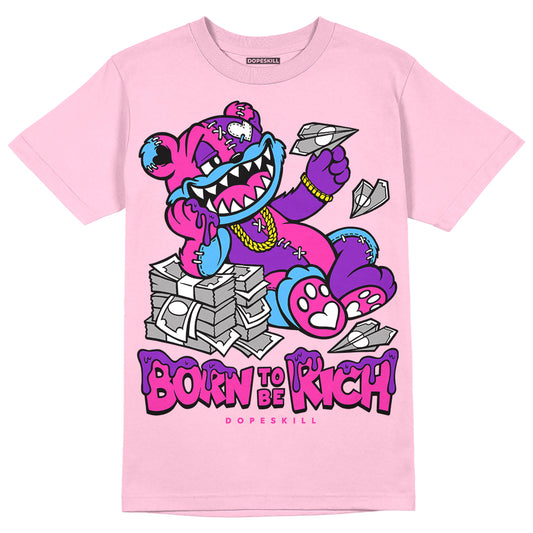 Pink Sneakers DopeSkill Pink T-shirt Born To Be Rich Graphic Streetwear 