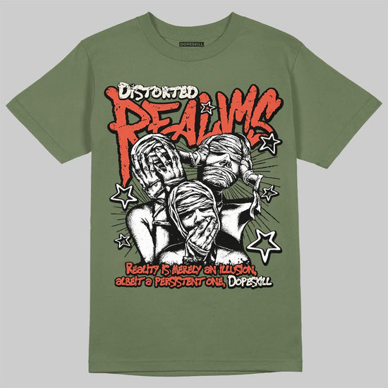 Jordan 3 “Medium Olive” aka “Family Affair” DopeSkill T-Shirt Distorted Realms Graphic Streetwear - Military Green