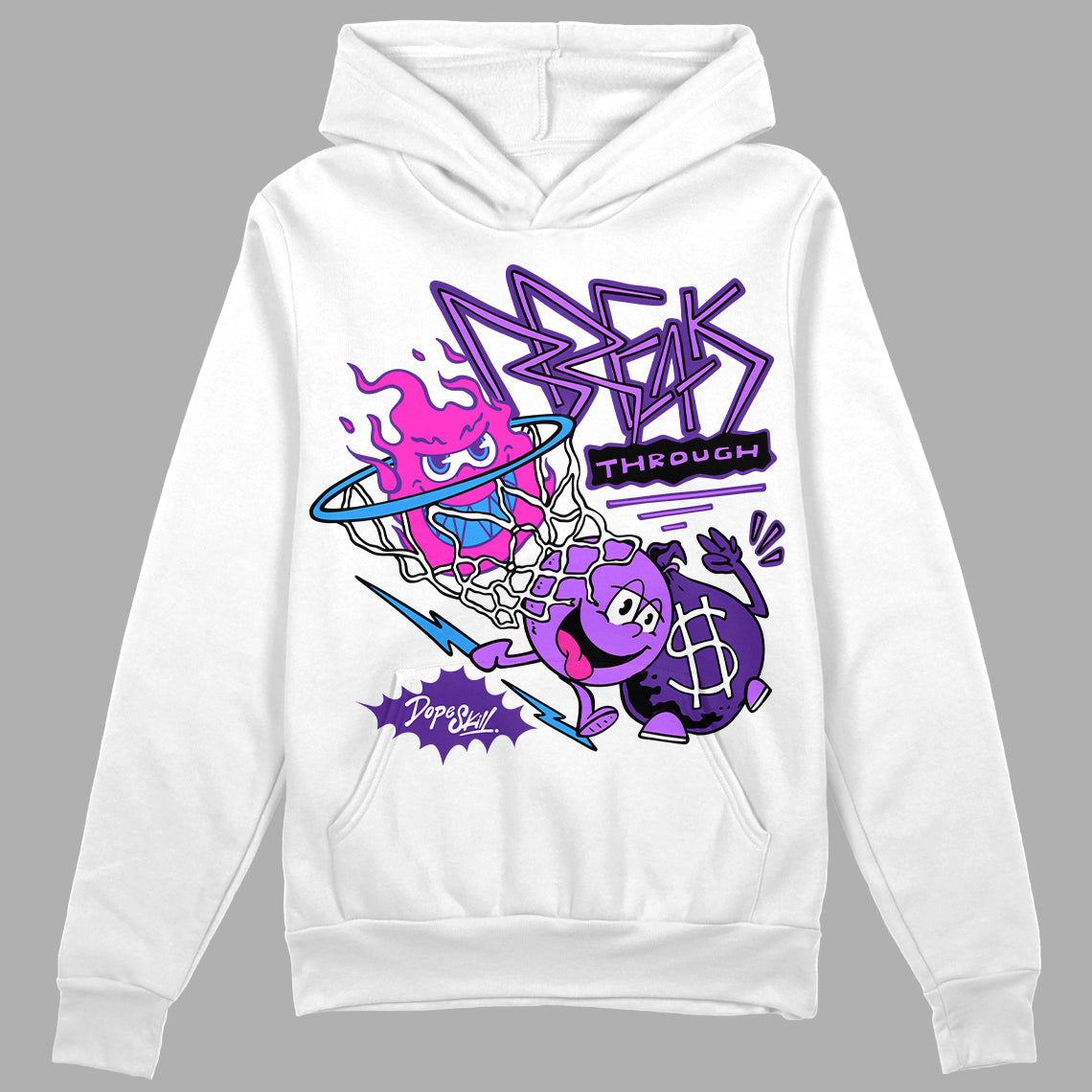 PURPLE Sneakers DopeSkill Hoodie Sweatshirt Break Through Graphic Streetwear - White