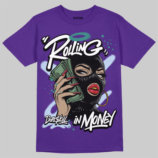 Jordan 5 OG “Grape" DopeSkill T-Shirt Rolling in Money Graphic Streetwear - Purple