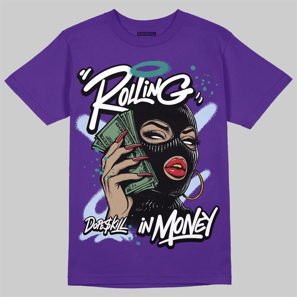 Jordan 5 OG “Grape" DopeSkill T-Shirt Rolling in Money Graphic Streetwear - Purple
