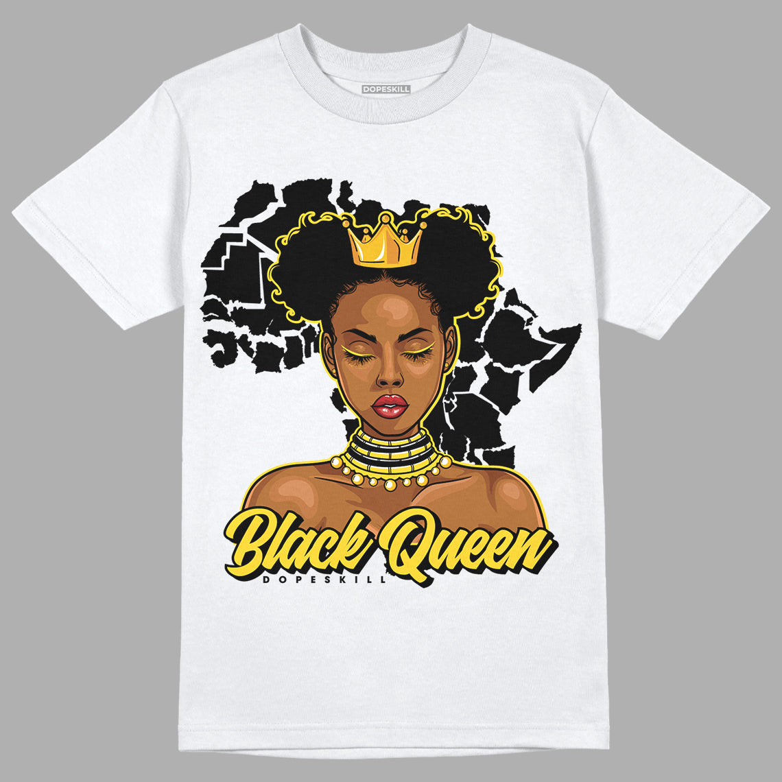 Jordan 4 Tour Yellow Thunder DopeSkill T-Shirt Black Queen Graphic Streetwear - White