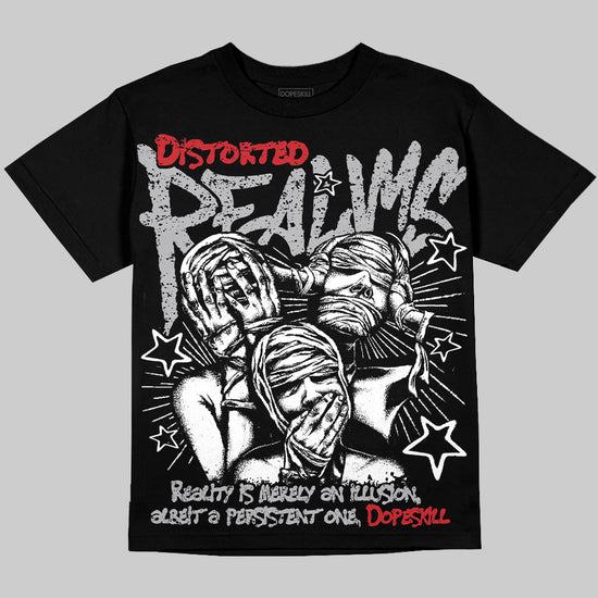 Jordan 4 OG “White Cement” Oversize Print 'Distorted Realms' DopeSkill Graphic T-shirt Streetwear - Black