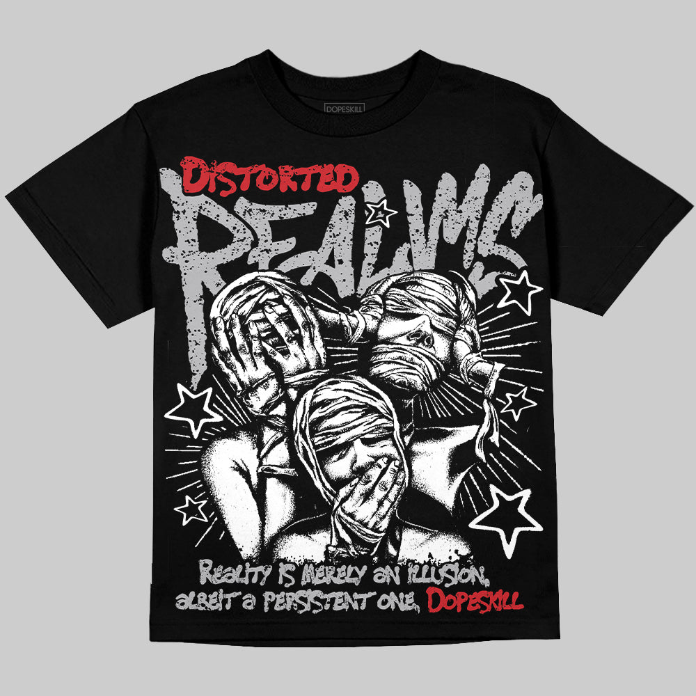 Jordan 4 OG “White Cement” Oversize Print 'Distorted Realms' DopeSkill Graphic T-shirt Streetwear - Black