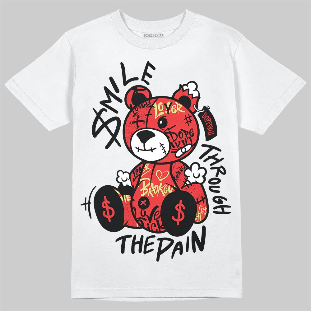 Jordan 4 GS “Black/Infrared 23” DopeSkill T-Shirt Smile Through The Pain Graphic Streetwear - White 