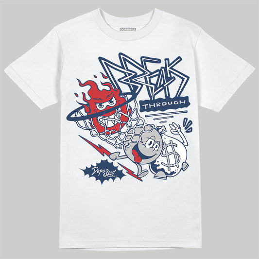 Jordan 4 SB “Summit White/Navy” DopeSkill T-Shirt Break Through Graphic Streetwear - White