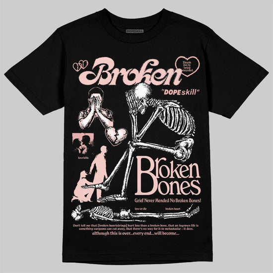 Lanvin Leather Curb Glitter Pale Pink DopeSkill T-Shirt Broken Bones Graphic Streetwear  - Black