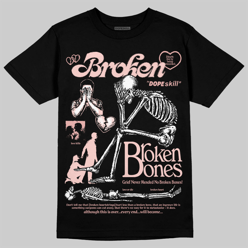 Lanvin Leather Curb Pink DopeSkill T-Shirt Broken Bones Graphic Streetwear  - Black