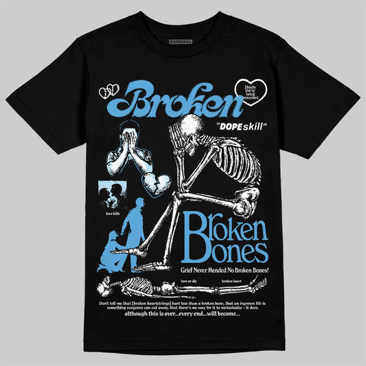 Jordan 11 Low University Blue DopeSkill T-Shirt Broken Bones Graphic Streetwear - Black