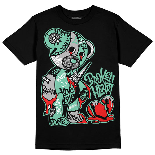 Jordan 3 "Green Glow" DopeSkill T-Shirt Broken Heart Graphic Streetwear - Black