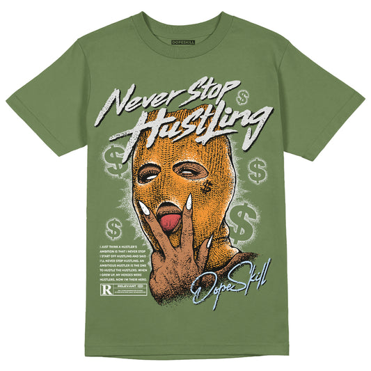 Jordan 5 "Olive" DopeSkill Olive T-shirt Never Stop Hustling Graphic Streetwear