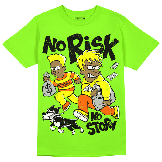 Neon Green Sneakers DopeSkill Neon Green T-Shirt No Risk No Story Graphic Streetwear