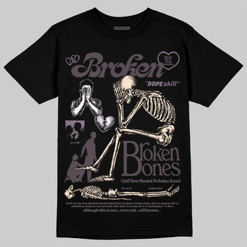 A Ma Maniére x Air Jordan 3 Black Violet Ore DopeSkill T-Shirt Broken Bones Graphic Streetwear - Black