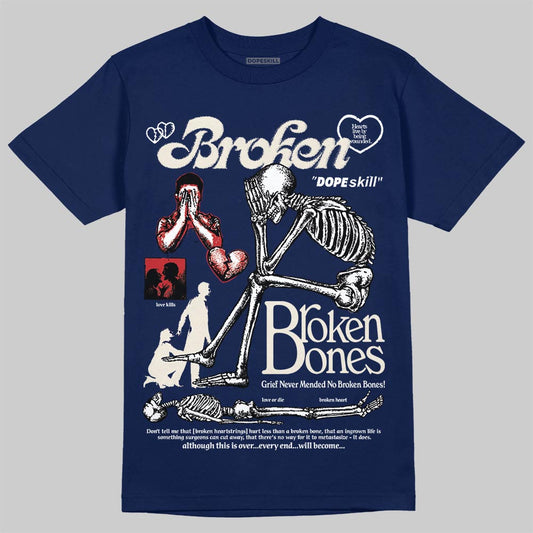 Jordan 11 “Rare Air” DopeSkill T-Shirt Broken Bones Graphic Streetwear - Navy
