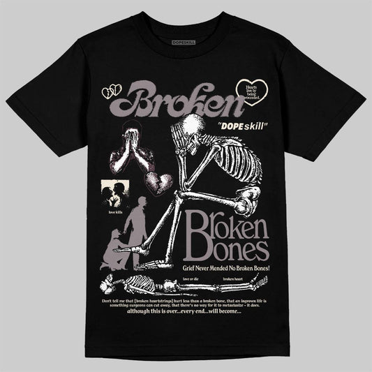 A Ma Maniére x Air Jordan 6 Retro “Smoky Mauve”⁠ DopeSkill T-Shirt Broken Bones Graphic Streetwear - Black