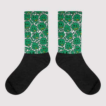 Jordan 5 “Lucky Green” DopeSkill Sublimated Socks Slime Graphic Streetwear