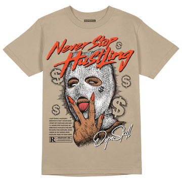 Jordan 1 High OG “Latte” DopeSkill Medium Brown T-shirt Never Stop Hustling Graphic Streetwear