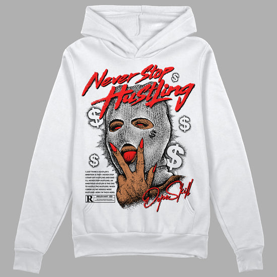 Jordan Spizike Low Bred DopeSkill Hoodie Sweatshirt Never Stop Hustling Graphic Streetwear - White 