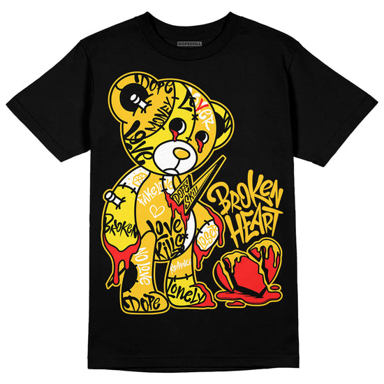 Jordan 4 Retro “Vivid Sulfur” DopeSkill T-Shirt Broken Heart Graphic Streetwear - Black