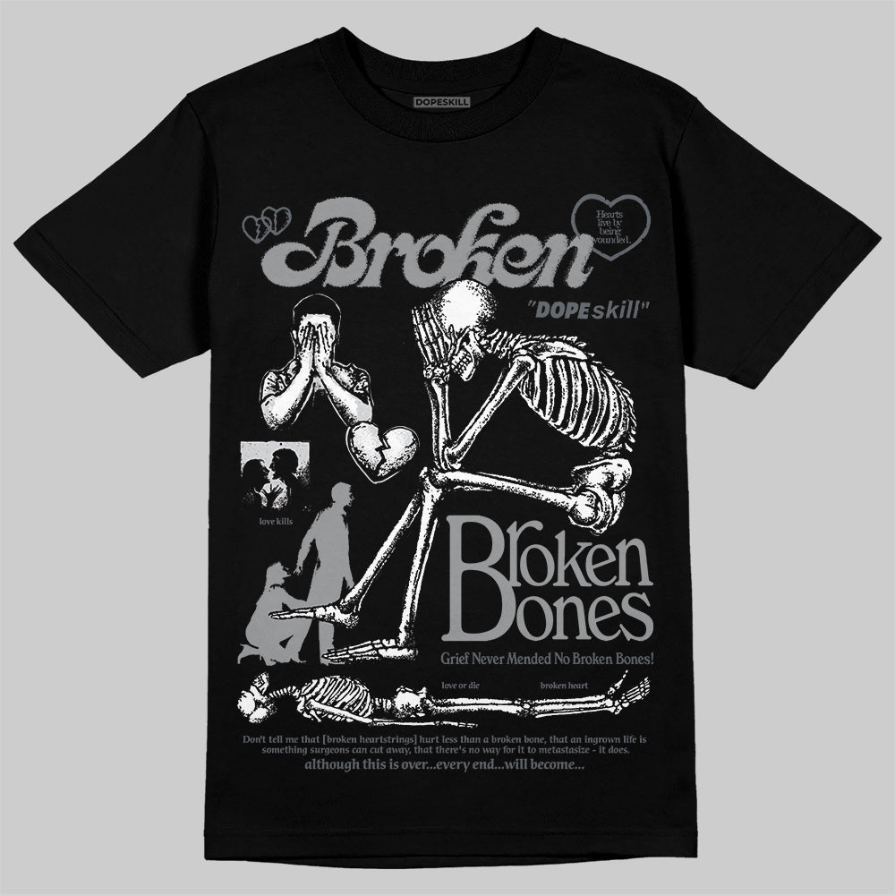 Jordan 5 Retro Wolf Grey (2026) DopeSkill T-Shirt Broken Bones Graphic Streetwear - Black