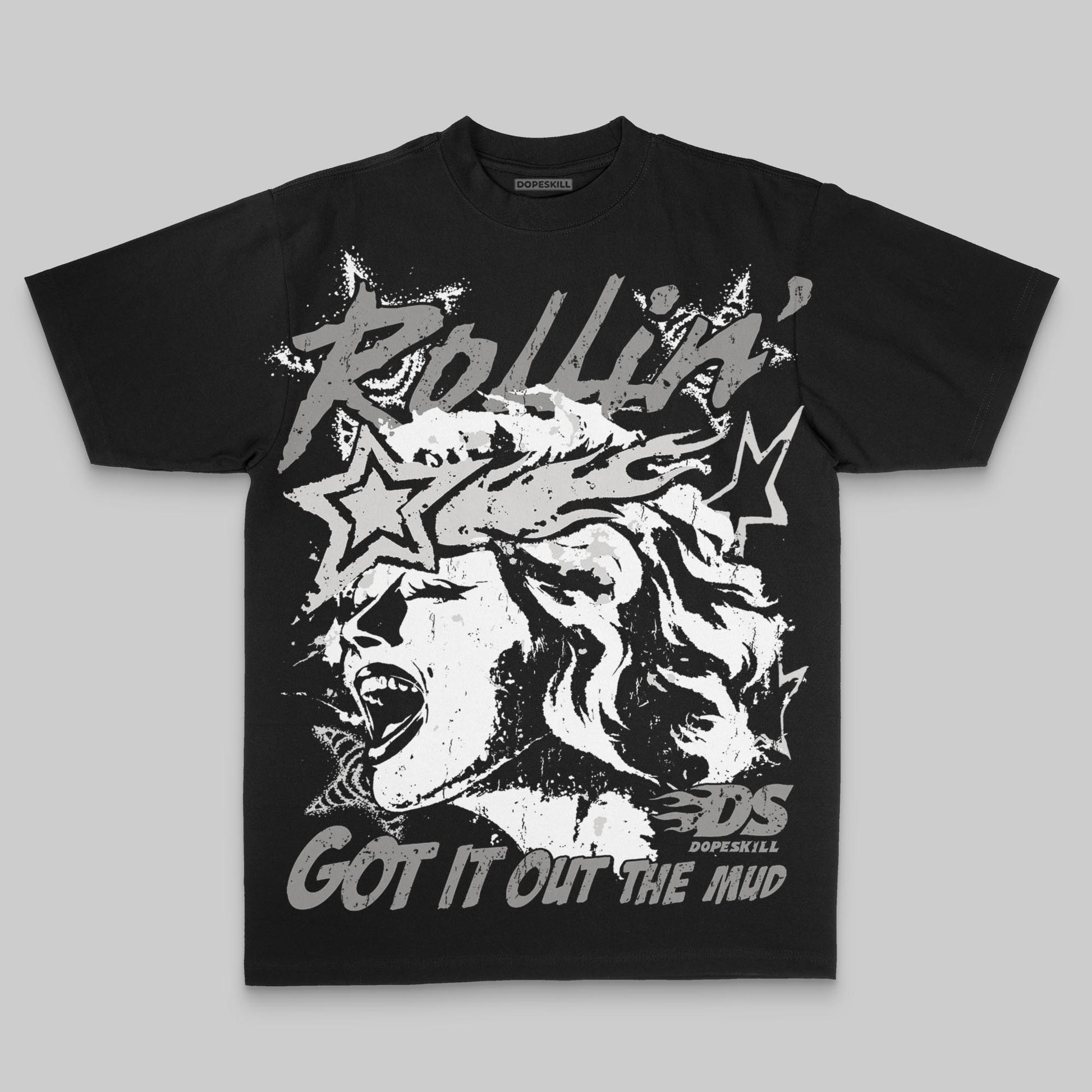 Grey Oversize Print Got It Out The Mud DopeSkill Graphic Premium T-shirt Streetwear - black