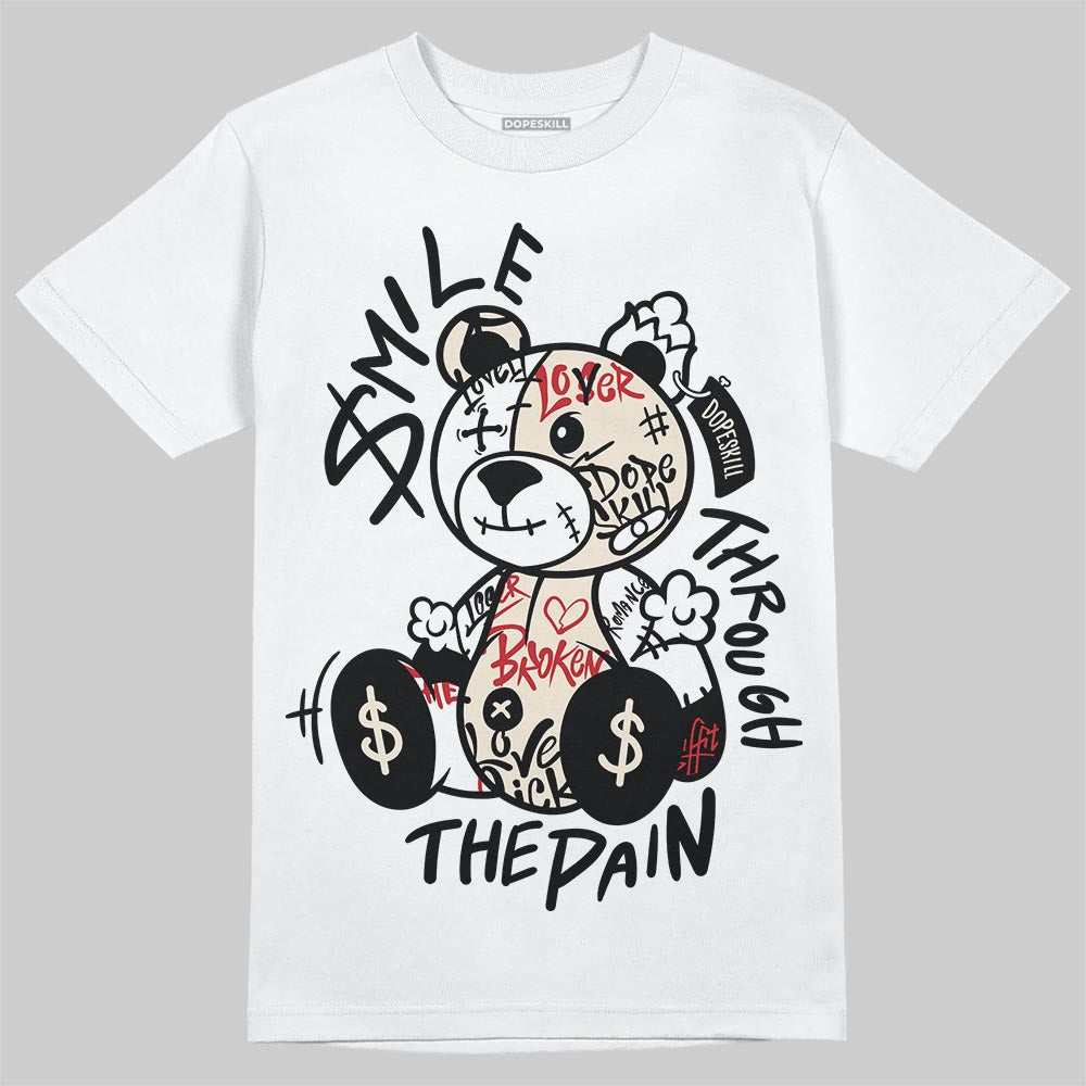 Jordan 1 Retro High OG Flight Club DopeSkill T-Shirt Smile Through The Pain Graphic Streetwear - White
