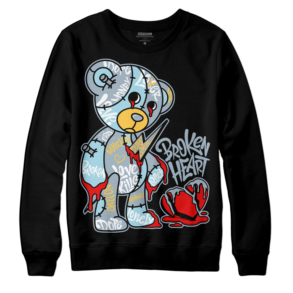 Jordan 13 “Blue Grey” DopeSkill Sweatshirt Broken Heart Graphic Streetwear - Black