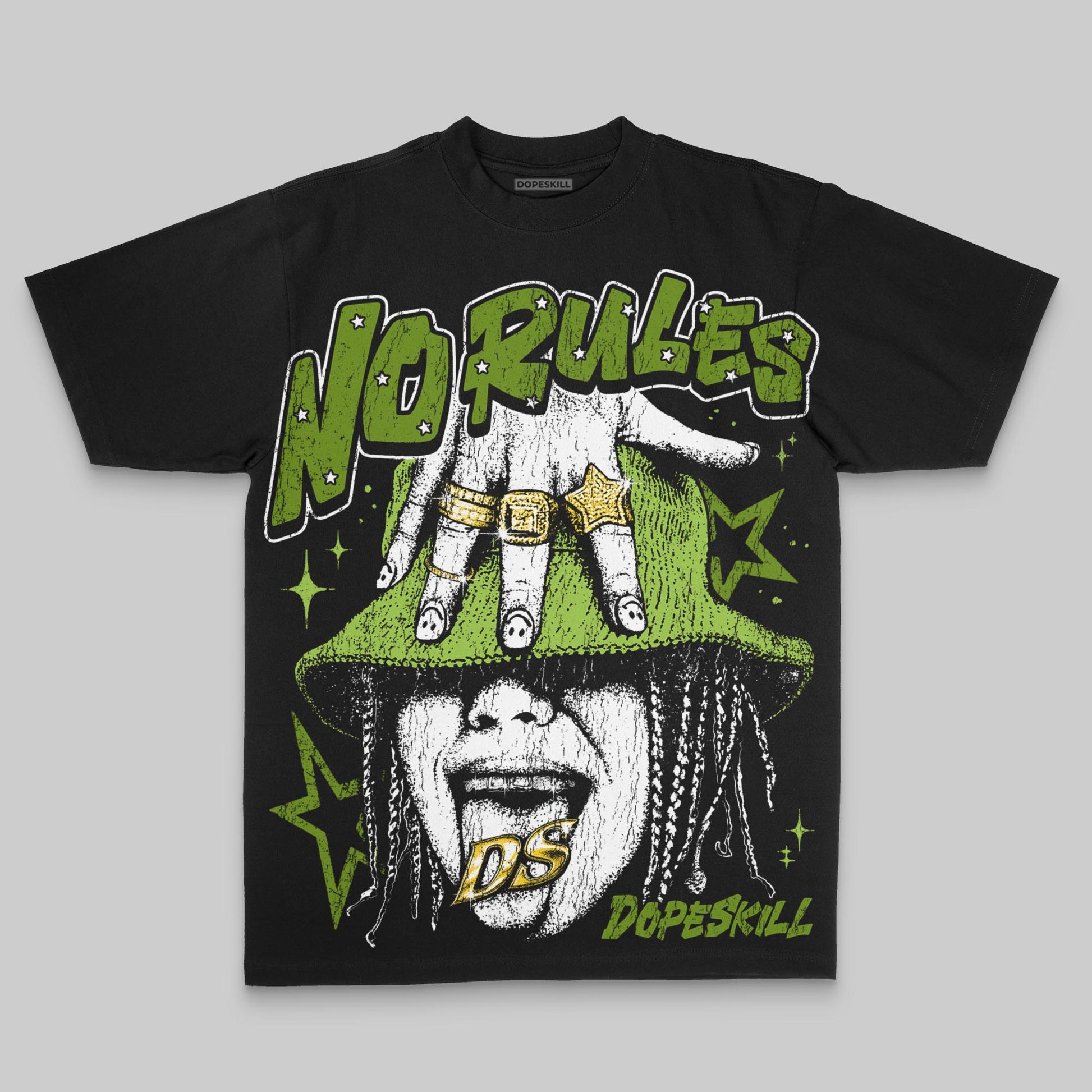 Green Oversize Print No Rules DopeSkill Graphic Premium T-shirt Streetwear - black