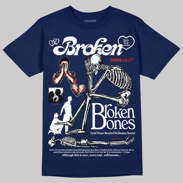 Jordan 1 High OG "Midnight Navy" DopeSkill Navy T-shirt Broken Bones Graphic Streetwear