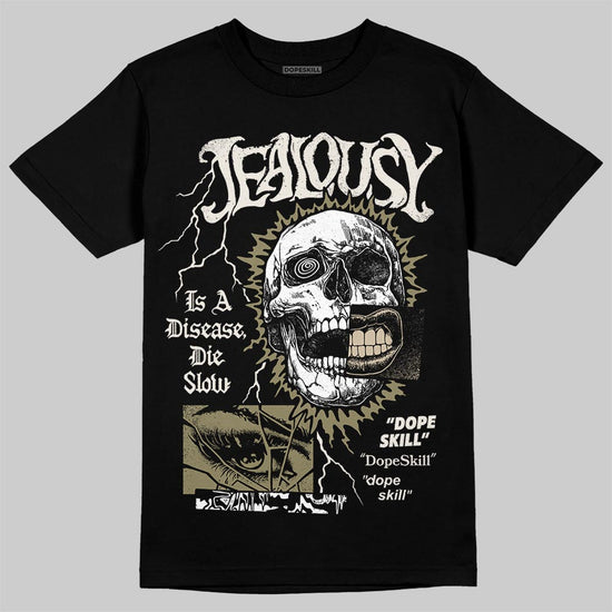 Jordan 6 Retro Neutral Olive DopeSkill T-Shirt Jealousy Graphic Streetwear - Black