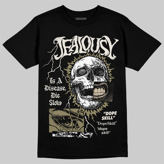 Jordan 6 Retro Neutral Olive DopeSkill T-Shirt Jealousy Graphic Streetwear - Black