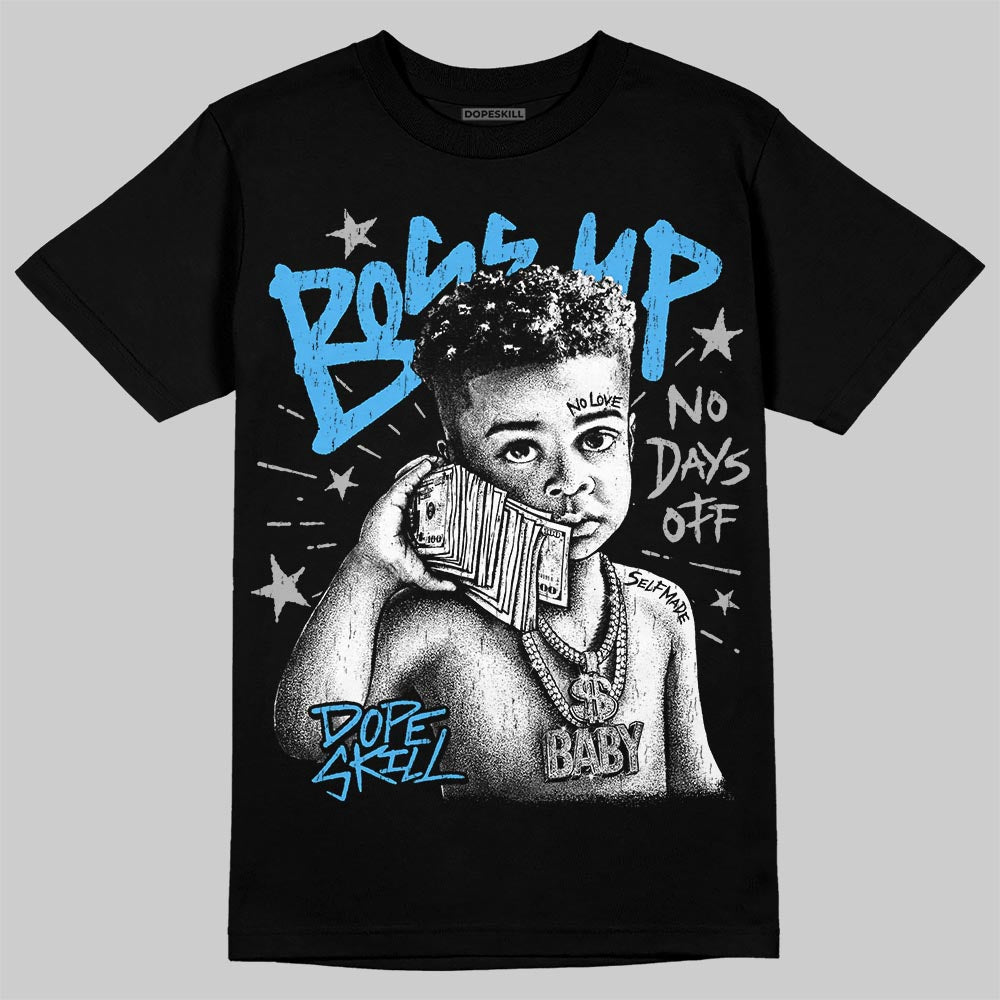 Jordan 14 Black and University Blue DopeSkill T-Shirt Boss Up Graphic Streetwear - Black