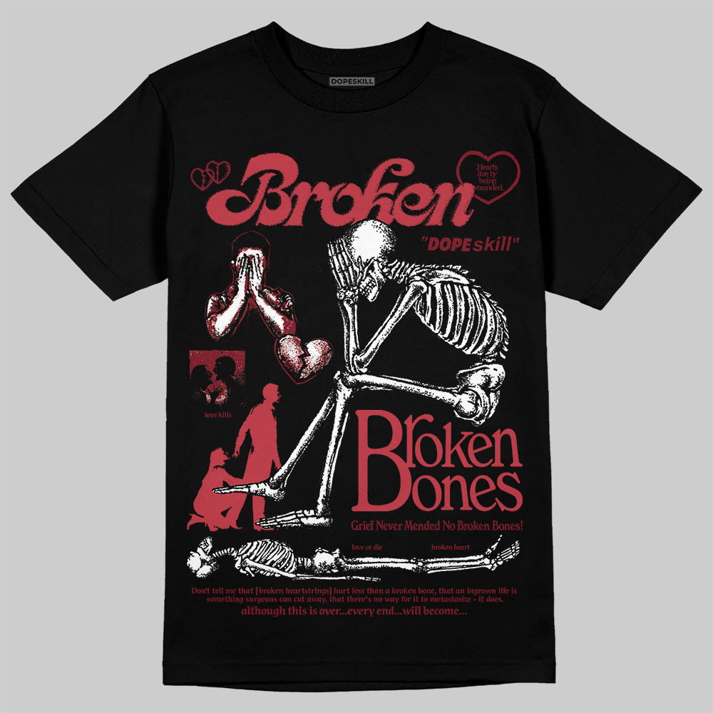 Jordan 4 “Sierra Red" DopeSkill T-Shirt Broken Bones Graphic Streetwear - Black