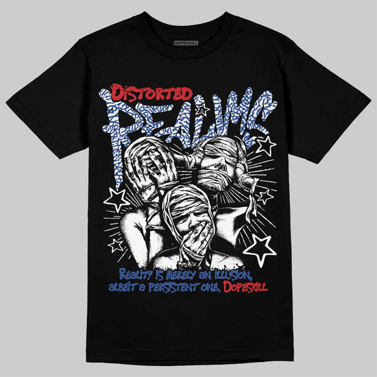 Jordan Spizike Low “Storm Blue” DopeSkill T-Shirt Distorted Realms Graphic Streetwear - Black